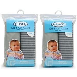 Graco Pack N Play Playard Fitted Sheets Size 39 in x 27 in New Lot of 2 Packs